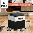 thumbnail image 3 of Ornavo Home Foldable Collapsible Storage Box Bins Linen Fabric Shelf Basket Cube Organizer with Leather Handles - Set of 6 - 13 x 13 x 13 - White/Black, 3 of 5