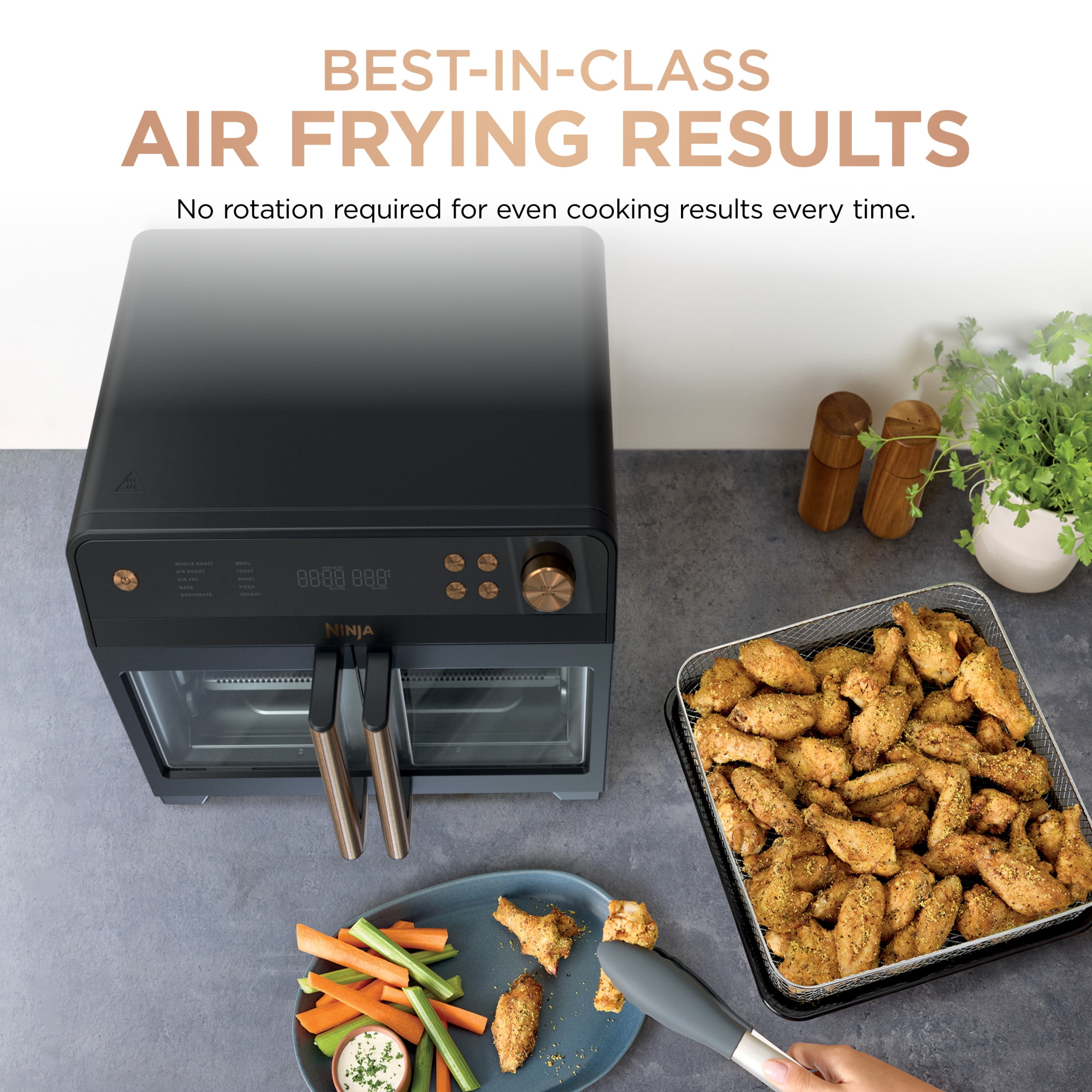 Ninja French Door 10-in-1 Countertop Oven, with Smart Surroundair Technology and Air Fry Function, Dishwasher Safe, 7 Pieces, FO101 Black