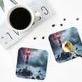 thumbnail image 5 of Disketp Lighthouse In A Stormy Sea Funny Coasters,6 Pcs Leather Coasters With Holder, Perfect Housewarming Hostess Gifts,Protect Furniture From Water Marks Scratch And Damage, 5 of 9
