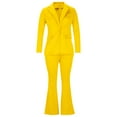 thumbnail image 4 of WXLWZYWL Womens Suits Blazer and Pants Long Sleeve Solid Suit Pants Casual Elegant Business Suit Sets Yellow, 4 of 6