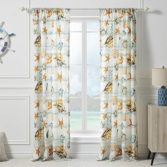 Greenland Home Fashions Kona Coastal Paradise Curtain Panels, Set of 2, 84" L