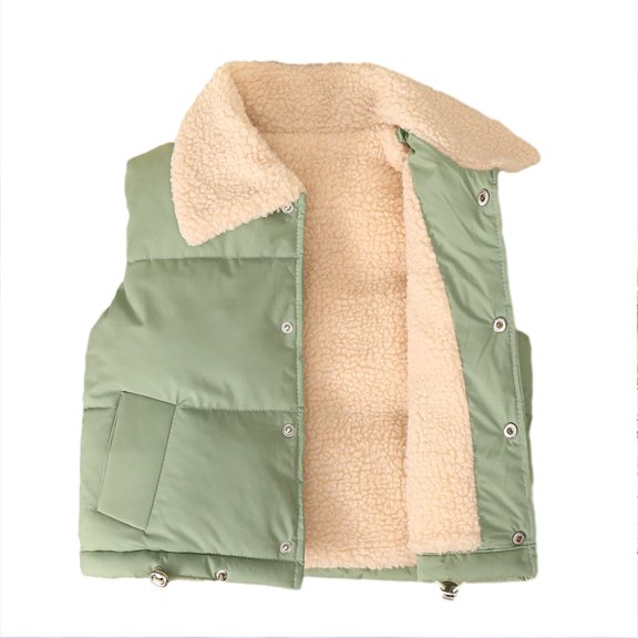 Godderr Kids Girls Boys Cotton Jacket Sleeveless Lape Vest 1-10Y Waist Vest Fleece Vest Fall Winter Outerwear Warm Lapel Coats Zipper up Jacket with Button for Baby Toddler Kids
