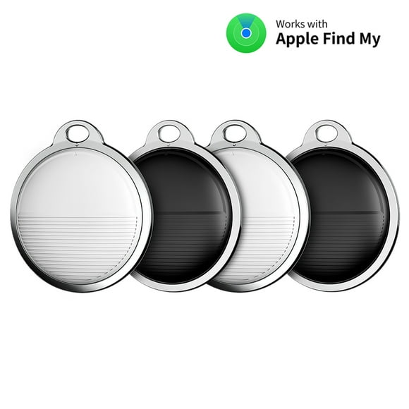 Graflsoa Smart Bluetooth Tracker for Luggage, Bags, and Pets with Apple Find My Network, Replaceable Battery, 4-Pack (2 White + 2 Black)