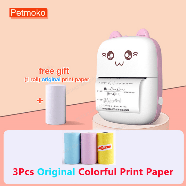 Mini Printer Portable, Pocket Thermal Printer with 7 Rolls Paper, Bluetooth  Wireless Smart Printer for Photo Picture Office Receipt Label Note QR Code