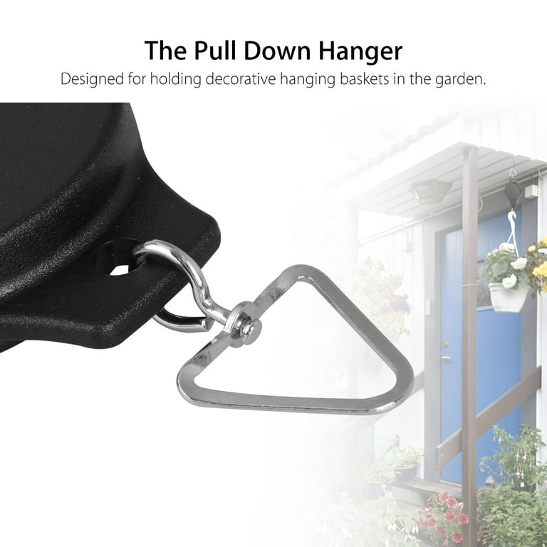 2 PACK Plant Pulley Retractable Hanger, Hanging Planters Flower Basket  Hook, Plant Hanger Hanging Garden Baskets Pots and Birds Feeder Hang High  Up and Pull Down to Water and Feed, Black 