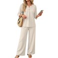 thumbnail image 3 of Lounge Sets for Women 2026 Summer Casual 3/4 Sleeve Shirts Wide Leg Pants Matching Tracksuit Sets Summer Spring Vacation Travel Outfits Fashion Clothing 3Xl, 3 of 5