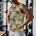 thumbnail image 5 of Gukieu Hawaiian Style Print Men's Quick Dry Fitness Vest, Round Neck Sleeveless Fitness Bodybuilding Top-Small, 5 of 7