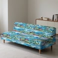 thumbnail image 4 of SCRAWLGOD Turtle Dolphin Print Sofa Cover Without Armrest Stretch Couch Cover 3 Seater Dustproof Washable Sofa Slipcover with Elastic Bottom for Dogs, 4 of 9