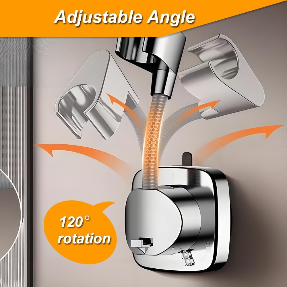 Shower Head Holder Wall Mounted, 360° Adjustable Handheld Shower Head Bracket Holder, Suction Cup Installation Shower Wand Holder, Multi-Directional Removable Wall Mounted Suction Bracket (white)Z