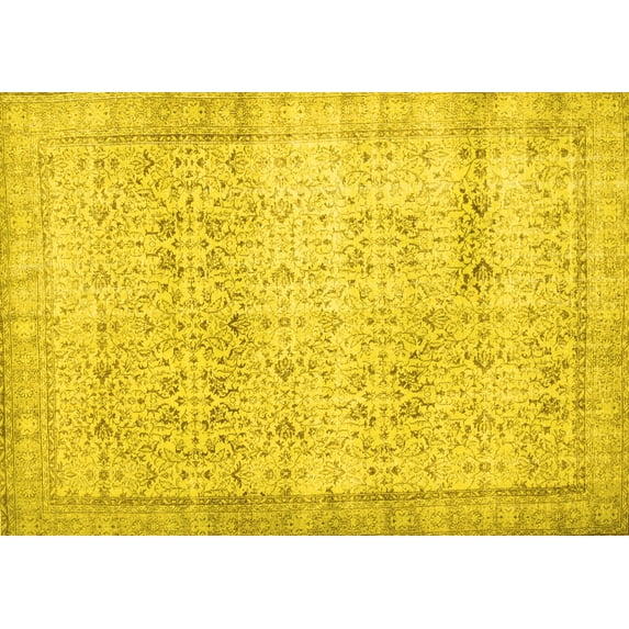 Ahgly Company Indoor Rectangle Abstract Yellow Contemporary Area Rugs, 5' x 7'