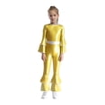 thumbnail image 3 of Aislor Girls Retro 70s Hippie Star Dancewear Metallic Bell Long Sleeve One Piece Jumpsuits Gold 6, 3 of 7