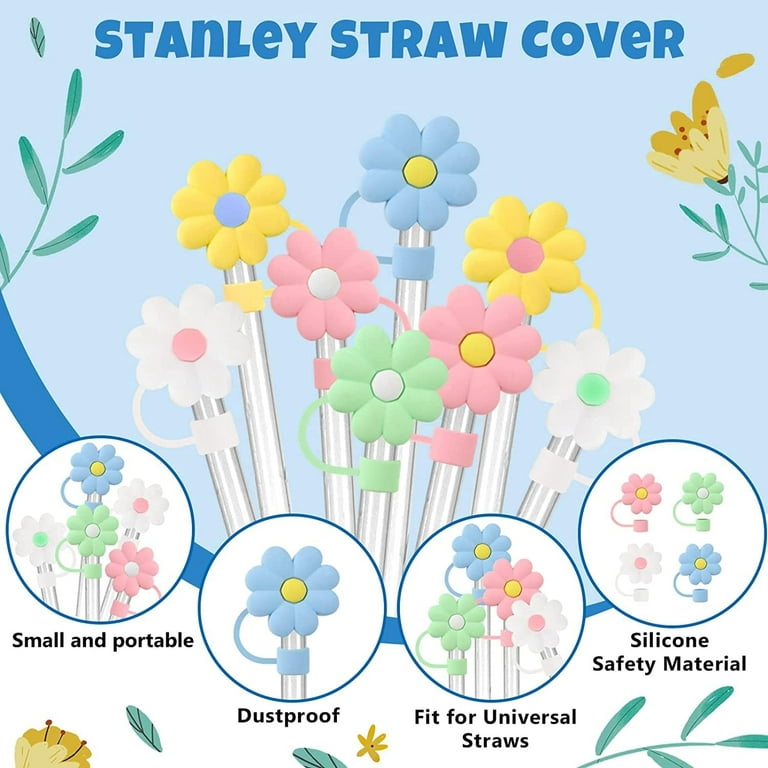 16Pcs Straw Covers Cap for Stanley Cup, Straw Topper Compatible with Stanley,  Silicone Reusable Dust-Proof Straw Tips 8-10mm for Stanley Accessories  Drinking Straws Plug Straw Caps Decoration 