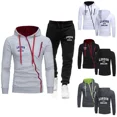 thumbnail image 2 of Ropa para hombre Novedad en chándal deportivo con cremallera y estampado, sudaderas con capucha informales, pantalones deportivos para correr, chaqueta de calle europea, abrigo, 2 of 4