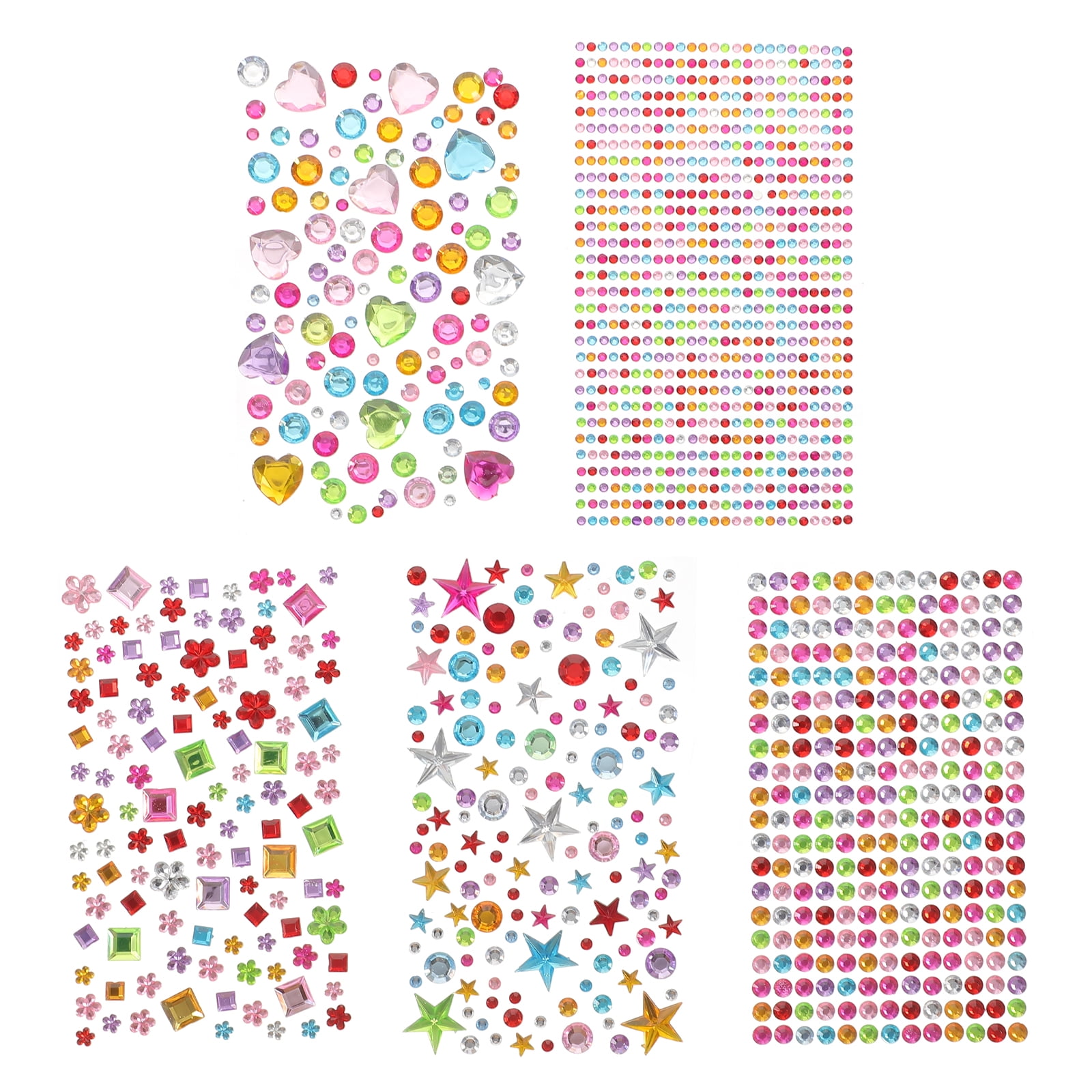 5 Sheets Jewel Gems Stickers Selfadhesive Star Rhinestones Stickers