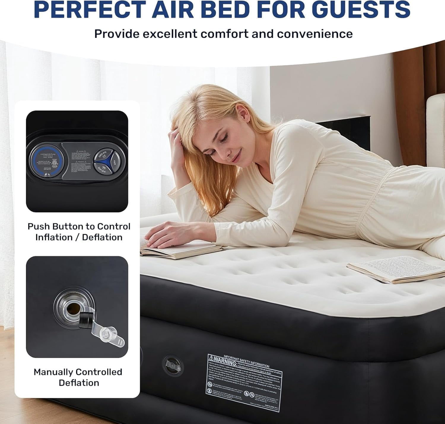 Portable Camping Air Mattress with Built-in High-Speed Electric Pump, Waterproof Inflatable Airbed with Carry Bag for Home, Travel & Guests