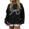 thumbnail image 4 of Craaazy Fall Sweatshirts for Women Trendy Cute Bow Sweatshirt Long Sleeve Hoodless Shirts Casual Loose Crewneck Pullover Tops Womens Shirts, 4 of 5