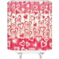 thumbnail image 4 of Valentine''s Day Shower Curtain Pink Heart Retro Love Romantic Couple Sweet Simple Fabric for Bathroom Decor Bathtub with Hooks(70" WX70 H), 4 of 4
