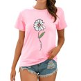 thumbnail image 3 of Xuanfei Women Daisy Letter Print Crew Neck Short Sleeve T-shirt, 3 of 7