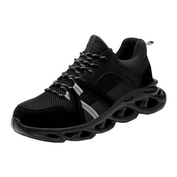 Safety Trainers Men Women Safety Shoes Lightweight Steel Toe Cap Trainers Work Shoes Non Slip Breathable Work Trainers Black 5-11