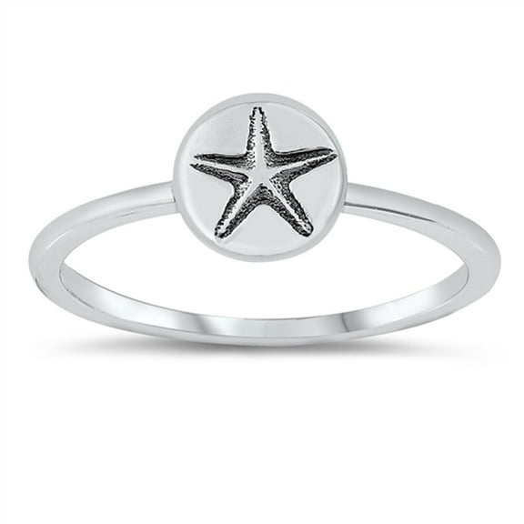 Beautiful Delicate Starfish Ocean Ring .925 Sterling Silver Band Jewelry Female Male Unisex Size 6