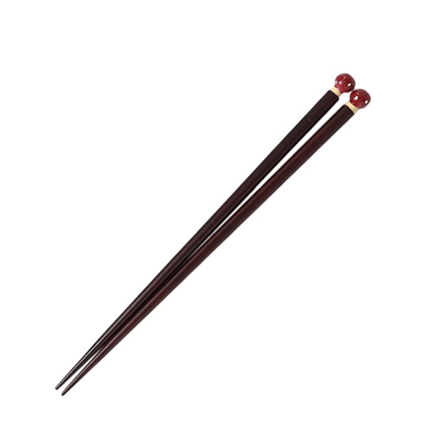1 par de palillos japoneses reutilizables de madera maciza para verduras y frutas (hongo rojo)