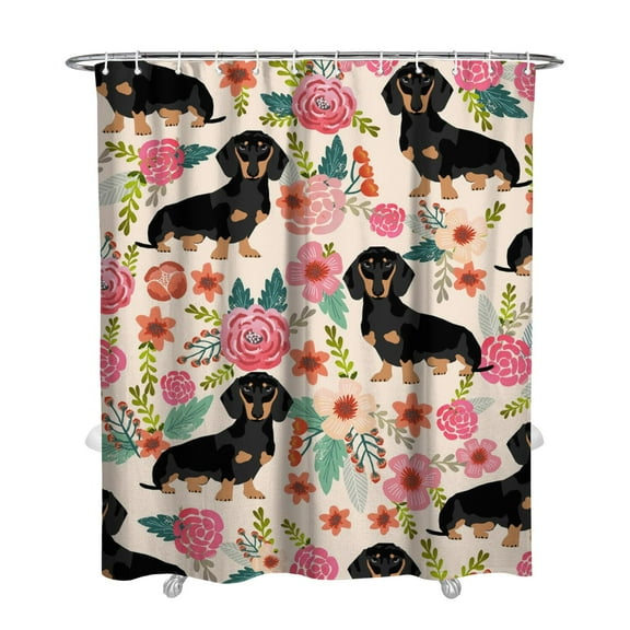72" x 84" Dog Lovers Shower Curtain - Cute Puppy Print Waterproof Bathroom Decor with 12 Hooks