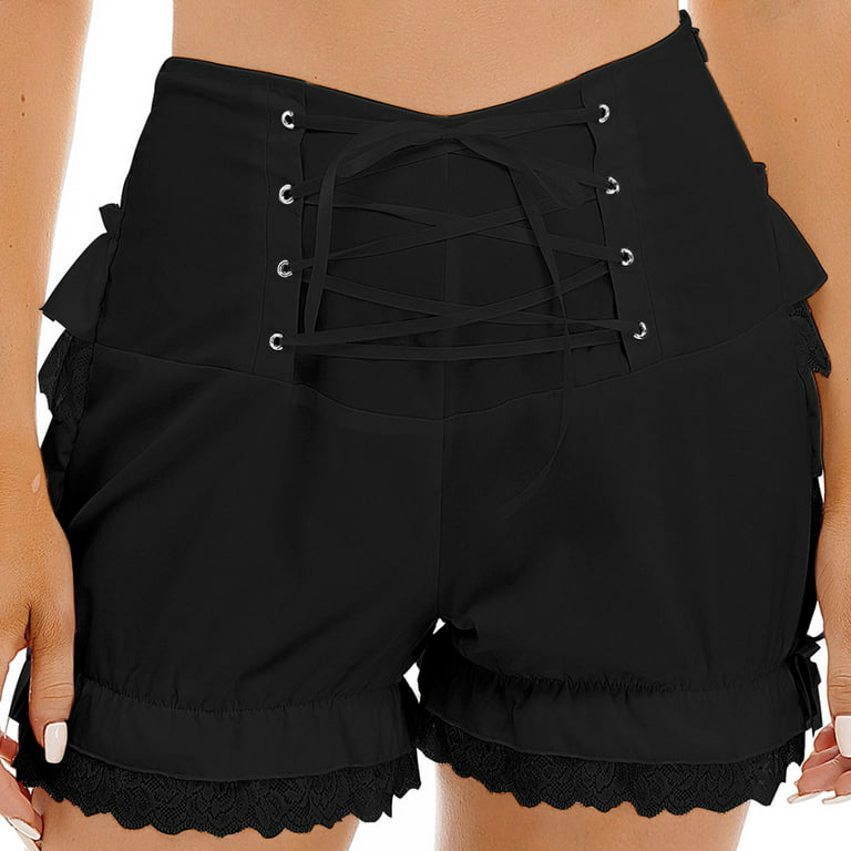 inhzoy Women's Cute Gothic Steampunk Bloomers Shorts Black XXL