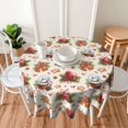 thumbnail image 3 of Christmas Ball Star Party Cute Bell Round Tablecloth Waterproof Wipeable Tablecloth Cover Home Restaurant Kitchen Picnic Party Decoration 60 Inch Circular Tablecloth for 20-47 Inch, 3 of 6