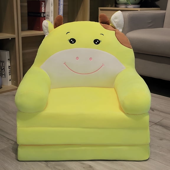 LAMIRO Kids Foldable Sofa Bed Cover, Cute Animal Chair for Toddlers 1–3, Fold-Out Couch for Kids
