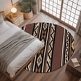 thumbnail image 3 of 3ft Round Rug, Brown Boho Non-Skid Rubber Backing Large Area Rugs - Living Room Bedroom Home Office, Vintage Ethnic Tribe Retro Abstract Art Indoor Floor Mat Carpets Washable Rug, 3 of 9