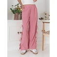 thumbnail image 6 of nvzhuang Women Casual Pants, Elastic Waist Slit Tie-up Plaid Loose Trousers Streetwear for Daily, 6 of 9
