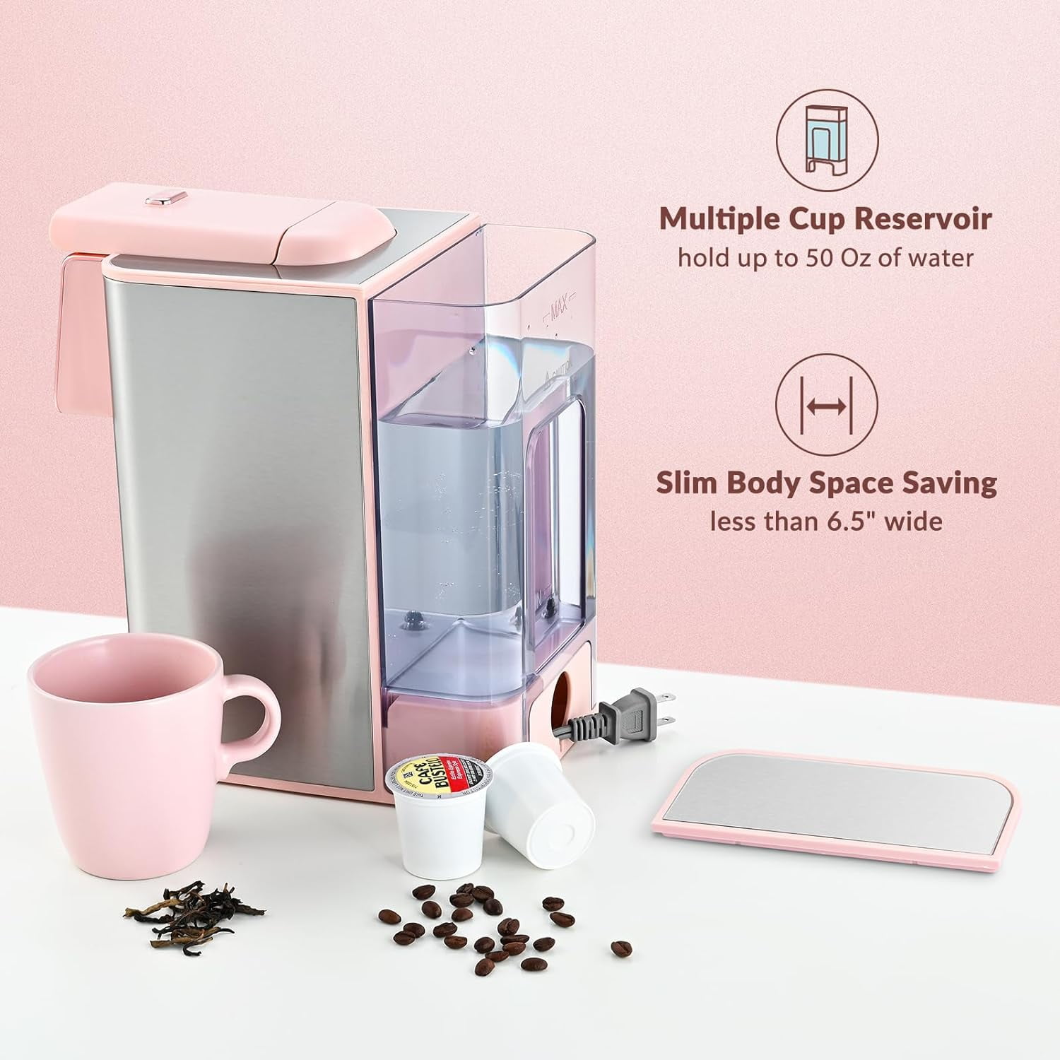 Single Serve Coffee Machine, Compatible with  cup Capsules, Instant Coffee Pot, Tea maker, RemovableWater Reservoir