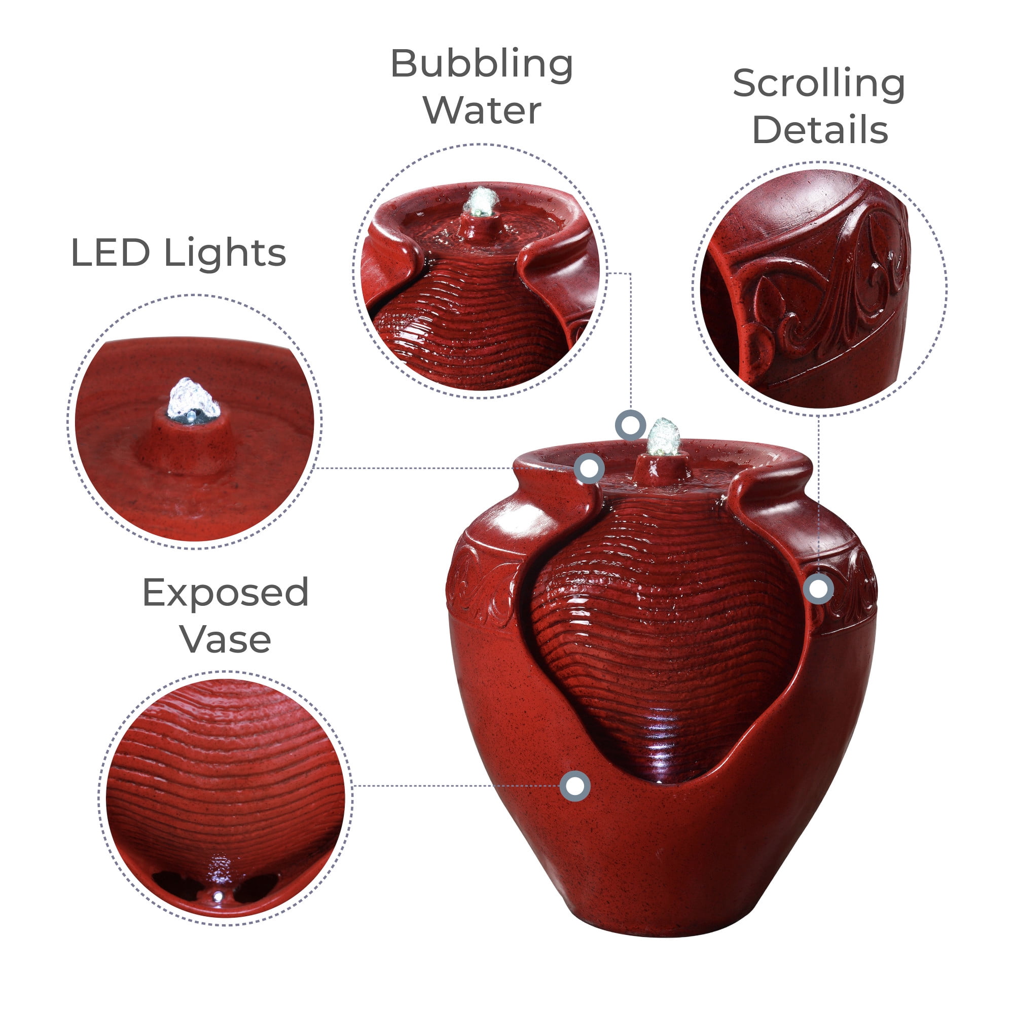 Teamson Home 16.93" Outdoor Glazed Pot Water Fountain