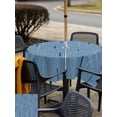 thumbnail image 5 of Outdoor Tablecloth with Umbrella Hole for Patio/Picnic/Party/Camping, Navy Blue Ombre Waterproof Table Cloth Square Cover Washable, Farmhouse Stripes Modern Abstract Art (54"x 54"), 5 of 8