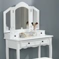 thumbnail image 3 of Roundhill Furniture Sanlo Wooden Vanity Make Up Table and Stool Set, White, 3 of 7