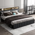 thumbnail image 3 of Bed Frame,Vintage Upholstered Platform Bed Frame with Storage Headboard, USB Ports & Outlets ,Upholstered Metal Platform Bed Frame,No Box Spring Needed,Solid and Stable, Noise Free,Easy Assembly, 3 of 6