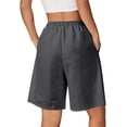 thumbnail image 5 of Womens Bermuda Jean Shorts Elastic Waisted Long Denim Short Knee Length Baggy Jeans Soft Cotton Blend for All Day Comfort. Gray XXL, 5 of 8