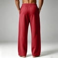 thumbnail image 4 of Men Solid Drawstring Wide Leg Sweatpants, Loose Casual Track Pants, Elastic Waist Athletic Jogger Trousers With Side Pockets For Daily Street Wear Red 2XL, 4 of 6