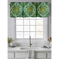 thumbnail image 4 of Green Yellow Flower Ethnic Curtain Valances for Windows, Boho Vintage Abstract Kitchen Valance Window Treatment, Light Filtering Block Curtains for Bathroom/Bedroom/Living Room 60'' x 18'', 4 of 9