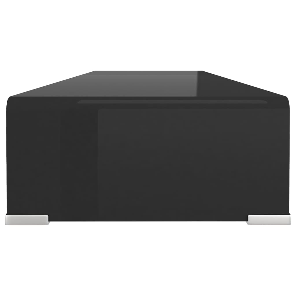 Kepooman Modern Rectangle Glass Computer LCD Desktop Shelf for Bedroom, 39.4" x 11.8" x 5.1", Black Kepooman Modern Rectangle Glass Computer LCD Desktop Shelf for Bedroom, 39.4" x 11.8" x 5.1", Black