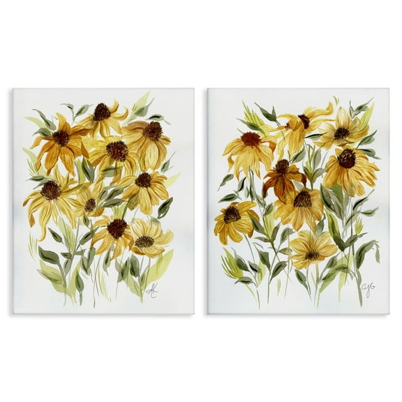 Stupell Industries Yellow Rudbeckia Flowers Plants & Flowers Painting Wrapped Canvas Art Print Wall Art, 16 x 20, Set of 2
