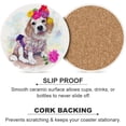 thumbnail image 5 of GZHJMY 6Pcs Round Watercolor Beagle with Pink Rose Ceramic Coasters with Cork-Backed for Coffee Drink, Cup Mat Absorbent Stone Coasters, 5 of 5