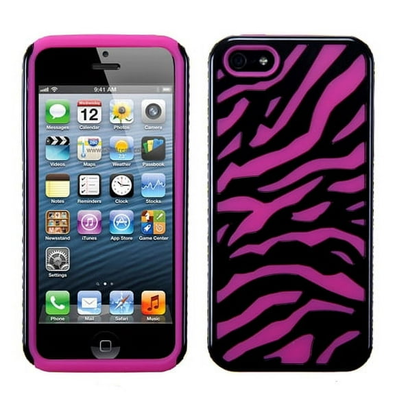 MyBat Fusion Protector Cover for Apple iPhone 5s/5 / SE - Natural Black Zebra Skin / Hot Pink