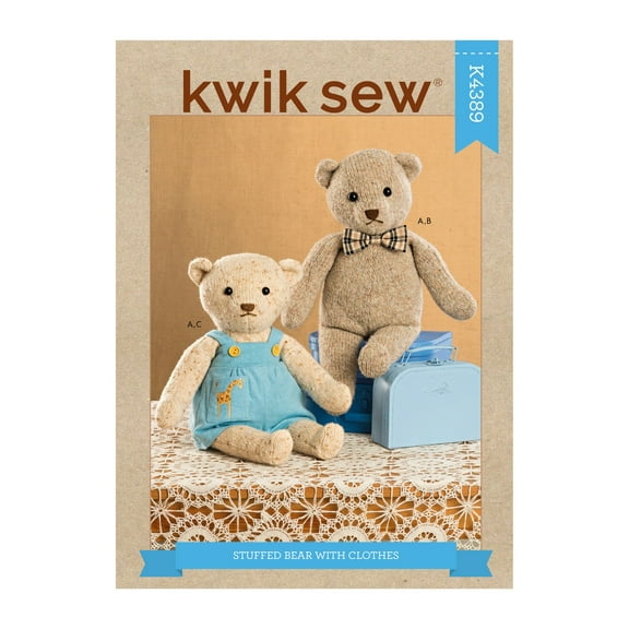 Kwik Sew Sewing Pattern 4389 - Stuffed Bear With Clothes, Size: OS (One Size)