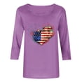 thumbnail image 4 of SYMOID Womens Purple Heart American Flag 3/4 Sleeve Top Crew Neck Patriotic 4th of July Shirt,Size 4XL, 4 of 5
