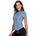 thumbnail image 4 of BeautyIn T-Shirts d'Entraînement pour Femmes Ourlet à Cordon Ajusté Manches Courtes Yoga Course, 4 of 4