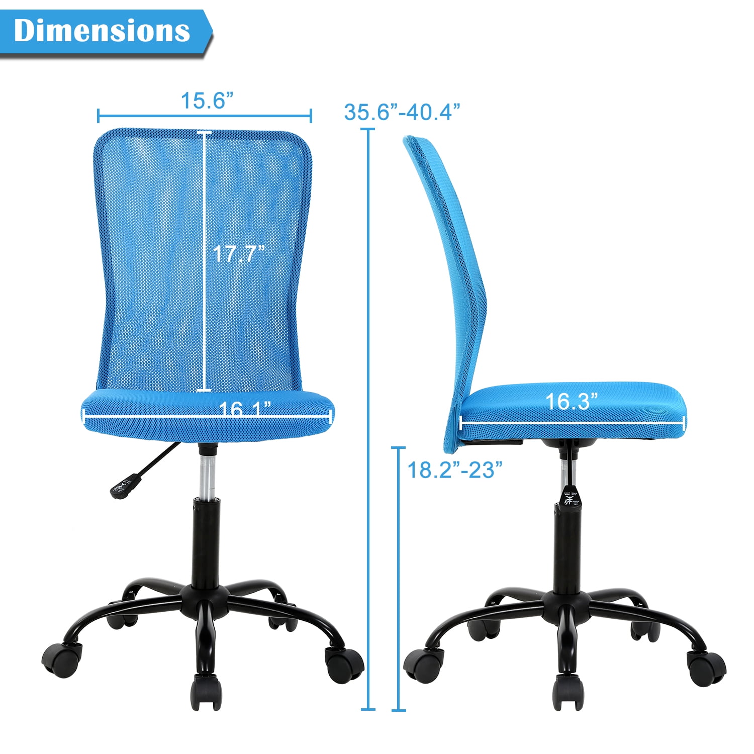 NiamVelo Mesh Office Chair Ergonomic Computer Desk Chair with Lumbar Support, Adjustable Swivel Rolling Chair Armless for Adult, Blue