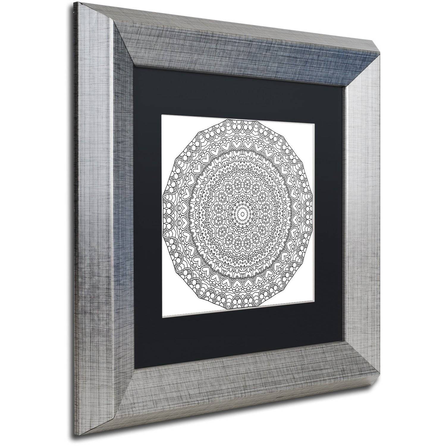 Trademark Fine Art "Hearts Mandala" Canvas Art by Kathy G. Ahrens, Black Matte, Silver Frame