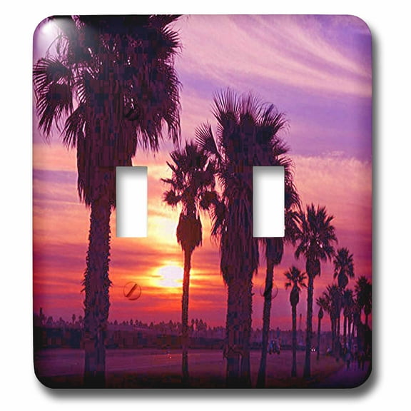 3dRose, Huntington Beach Boardwalk Sunset, double toggle switch