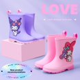 thumbnail image 3 of Nuevas Botas de lluvia impermeables con cordón, Sanrio Kuromi Hello Kitty, zapatos de lluvia de altura media para niños, Boo de pegamento para estudiantes para mujeres, 3 of 5